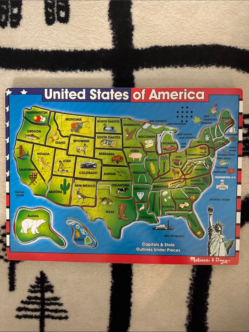 Melissa & Doug United States of America Map Puzzle - Blue, Green, Yellow, Red